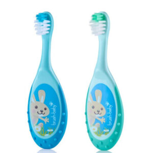 Brush-Baby: FlossBrush Οδοντόβουρτσα και μασητικό 2 σε 1 για 0-3 ετών (Διπλή συσκευασία) -Γαλάζιο/Μπλε